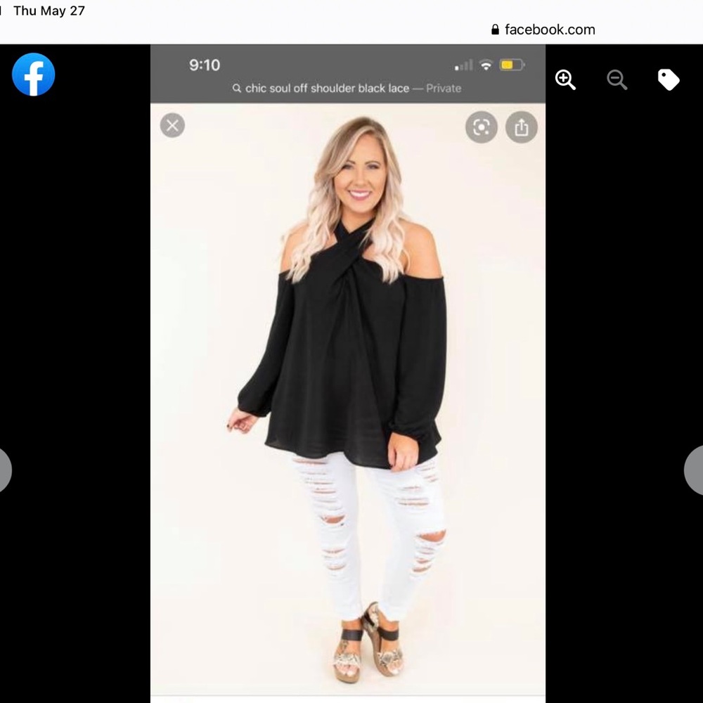 SOLD*****Chic Soul black crossover halter top